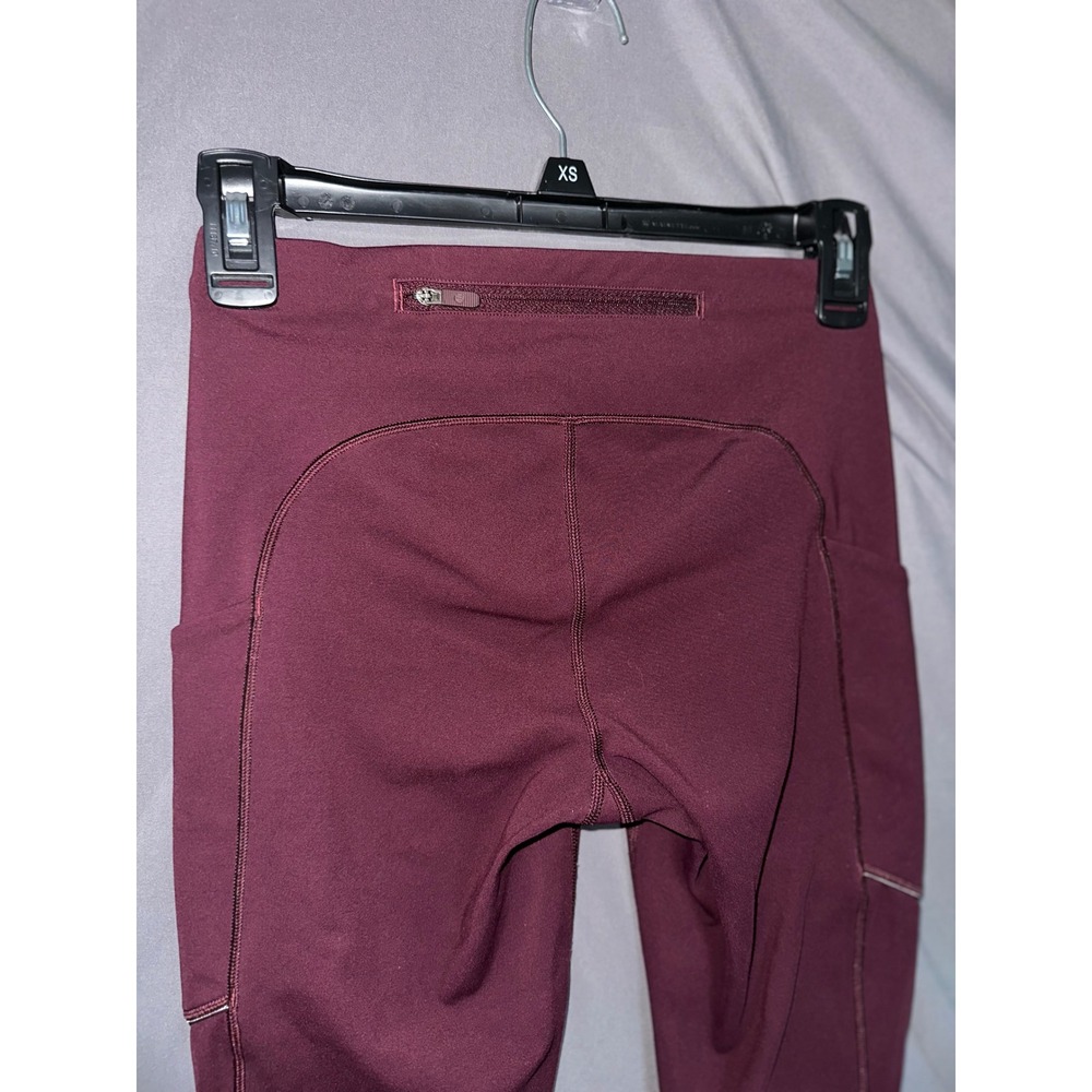 Lululemon Speed Up Tight Burgundy Running Leggings Pockets Size 4 Maroon - Picture 4 of 6